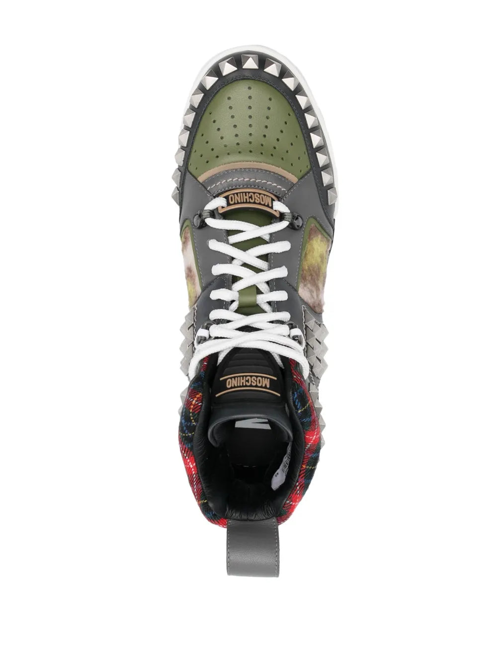 Moschino Stud-Embellished Patchwork Sneakers