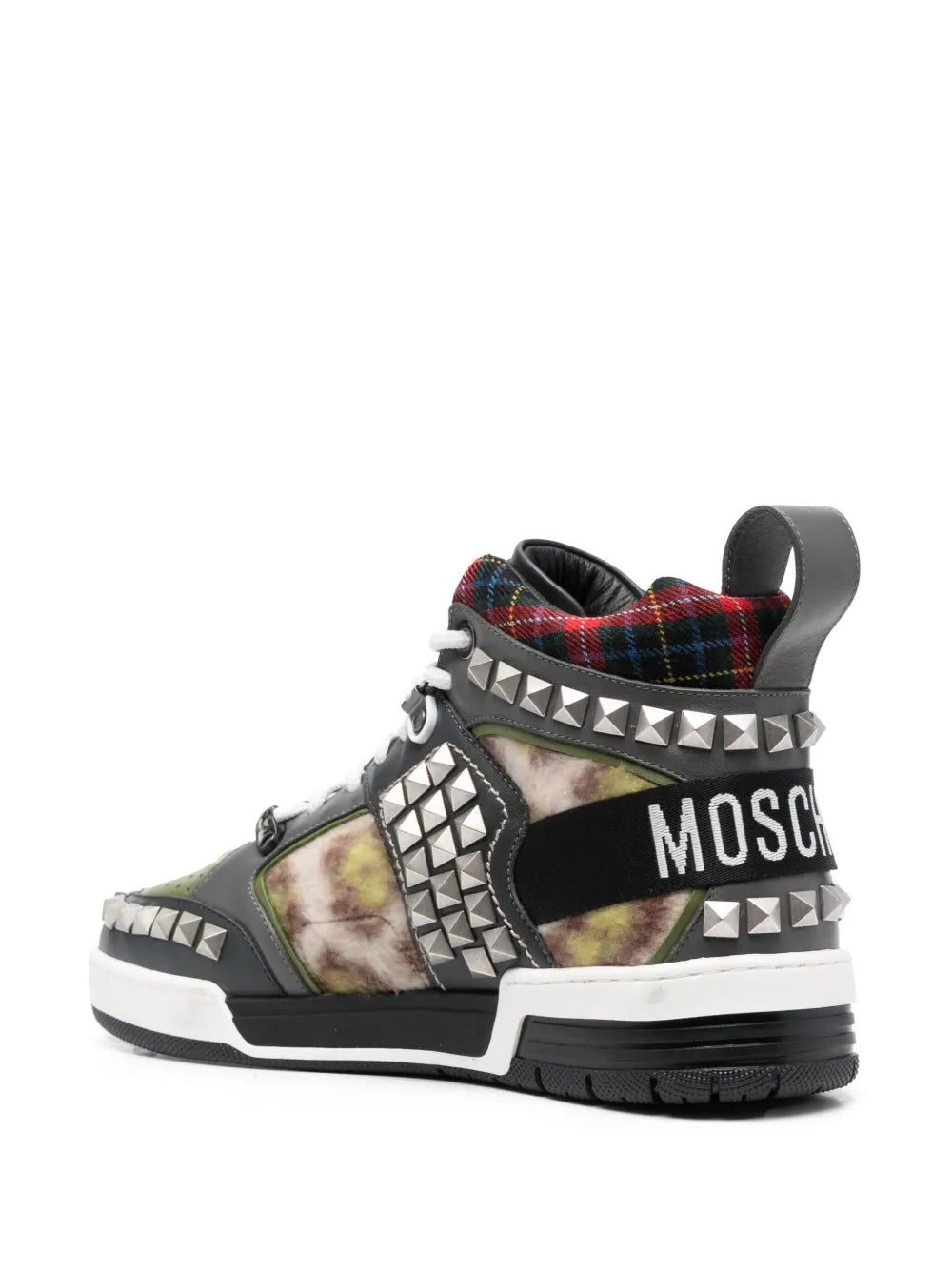 Moschino Stud-Embellished Patchwork Sneakers
