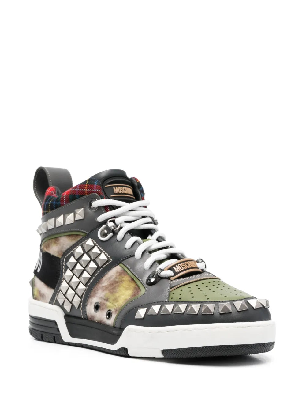 Moschino Stud-Embellished Patchwork Sneakers